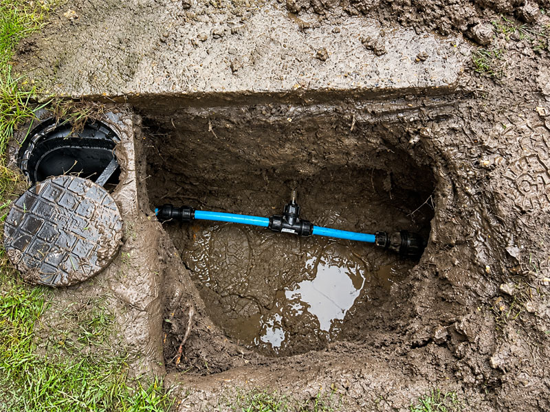 Underground MDPE water-supply pipe repair in Lincolnshire.